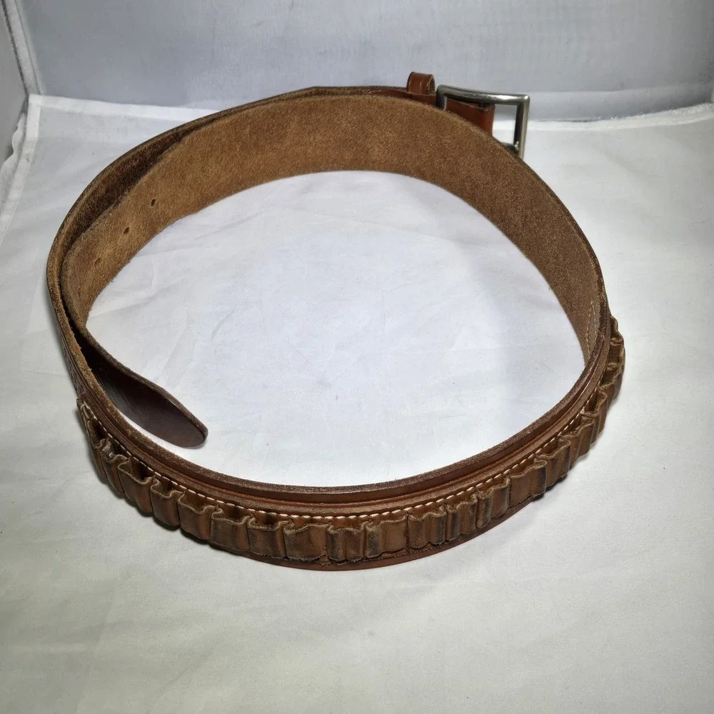 Gould And Goodrich Leather Ammunition Belt Mens 38 Brown Basket Weave‎